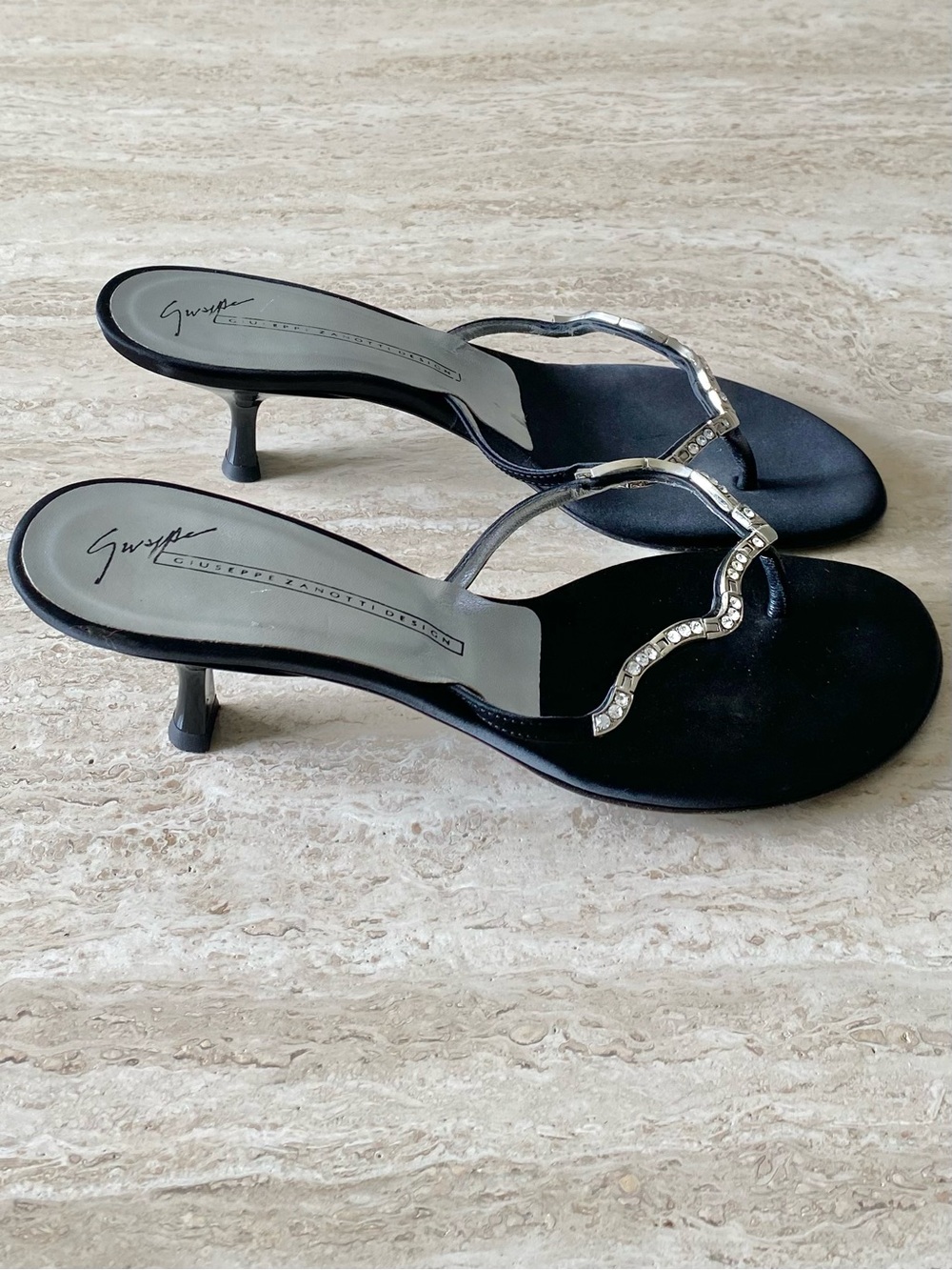 Vintage Giuseppe Zanotti Rhinestone Thong Sandal Heels - Picture 4 of 12